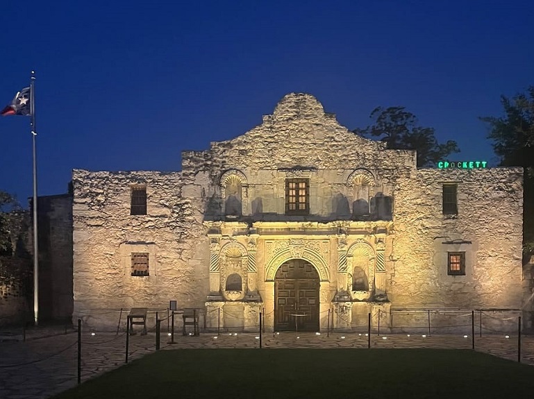 Alamo at night