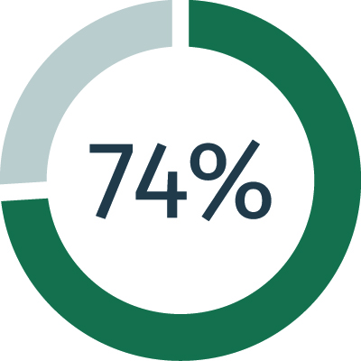 Circle diagram showing 74% full.