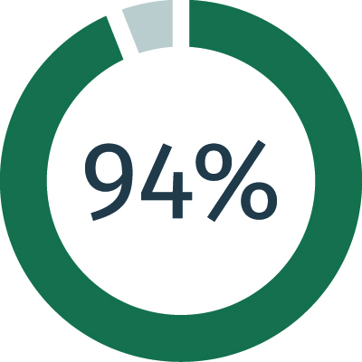 Circle chart representing 94 percent