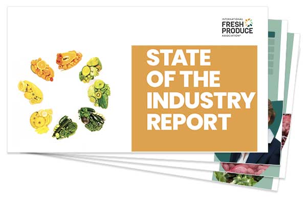 The IFPA seed logo with each seed being a different commodity. To the right in bold lettering "State of the Industry Report" is 